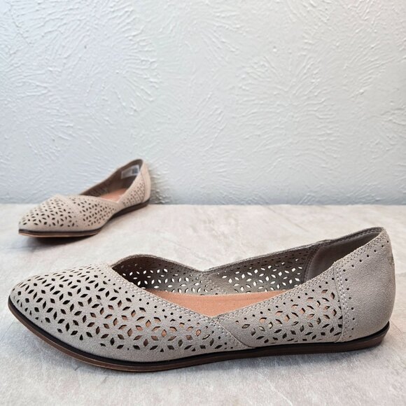 Toms Jutti Ballet Flats Suede Tan Preppy Pointed Toe Comfort Ballerina Shoes 9.5 - Picture 1 of 12